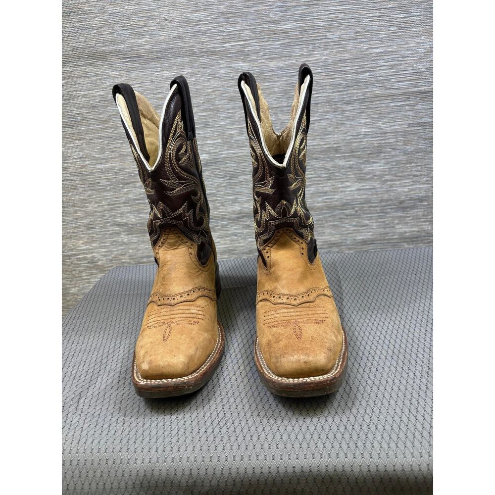 Estrella Boots Mens Size 25.5 US 7.5 Brown Leather Western Cowboy Square Toe